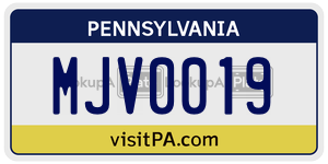 MJV0019  license plate in PA