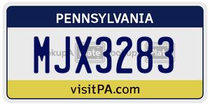 MJX3283 license plate in Pennsylvania
