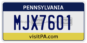 MJX7601 license plate in Pennsylvania