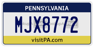 MJX8772 license plate in Pennsylvania