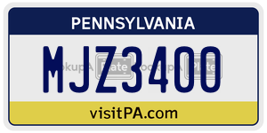 MJZ3400  license plate in PA