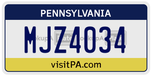 MJZ4034 license plate in Pennsylvania