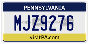 MJZ9276 license plate in Pennsylvania