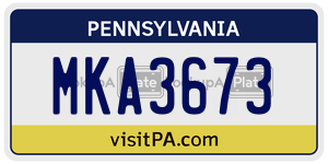 MKA3673 license plate in Pennsylvania