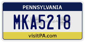 MKA5218  license plate in PA