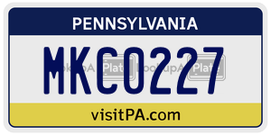 MKC0227  license plate in PA
