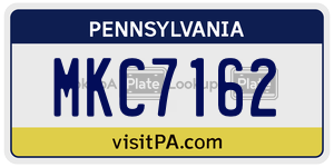 MKC7162 license plate in Pennsylvania