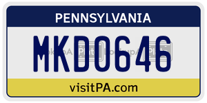 MKD0646 license plate in Pennsylvania