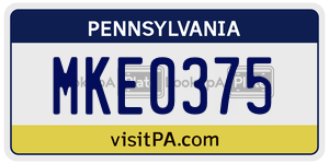 MKE0375 license plate in Pennsylvania