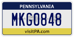 MKG0848 license plate in Pennsylvania
