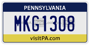 MKG1308 license plate in Pennsylvania