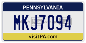 MKJ7094 license plate in Pennsylvania
