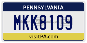 MKK8109 license plate in Pennsylvania