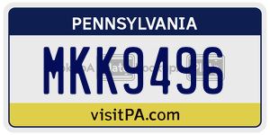 MKK9496  license plate in PA