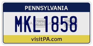 MKL1858 license plate in Pennsylvania