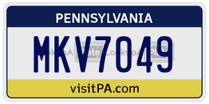 MKV7049 license plate in Pennsylvania