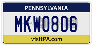MKW0806 license plate in Pennsylvania