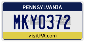 MKY0372 license plate in Pennsylvania