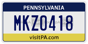 MKZ0418 license plate in Pennsylvania