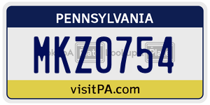 MKZ0754  license plate in PA