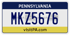MKZ5676 license plate in Pennsylvania