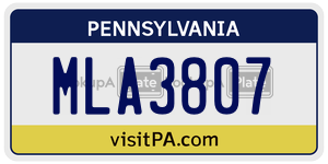 MLA3807  license plate in PA