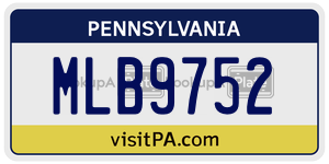 MLB9752  license plate in PA