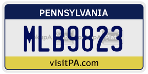 MLB9823 license plate in Pennsylvania