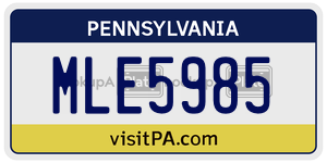 MLE5985  license plate in PA