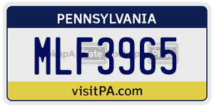 MLF3965 license plate in Pennsylvania