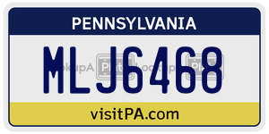 MLJ6468  license plate in PA