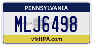 MLJ6498  license plate in PA
