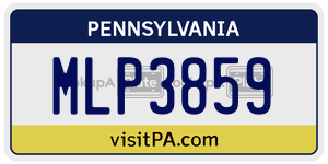 MLP3859 license plate in Pennsylvania