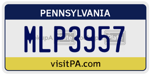 MLP3957 license plate in Pennsylvania