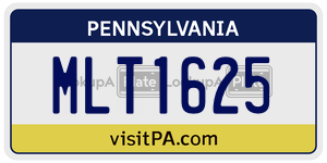 MLT1625 license plate in Pennsylvania