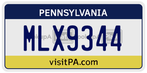 MLX9344 license plate in Pennsylvania