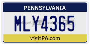 MLY4365 license plate in Pennsylvania