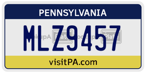 MLZ9457  license plate in PA