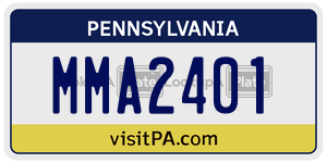 MMA2401 license plate in Pennsylvania