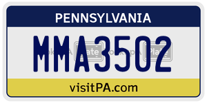 MMA3502  license plate in PA