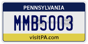 MMB5003 license plate in Pennsylvania