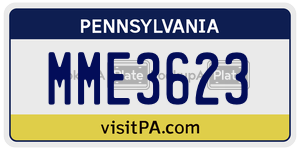 MME3623 license plate in Pennsylvania