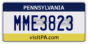MME3823 license plate in Pennsylvania