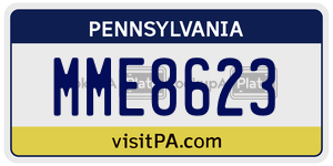 MME8623 license plate in Pennsylvania
