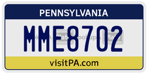 MME8702 license plate in Pennsylvania