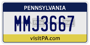 MMJ3667  license plate in PA