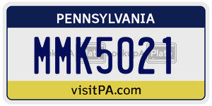 MMK5021 license plate in Pennsylvania