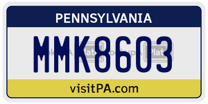 MMK8603  license plate in PA