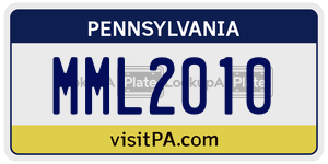 MML2010 license plate in Pennsylvania