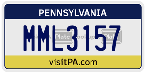 MML3157 license plate in Pennsylvania